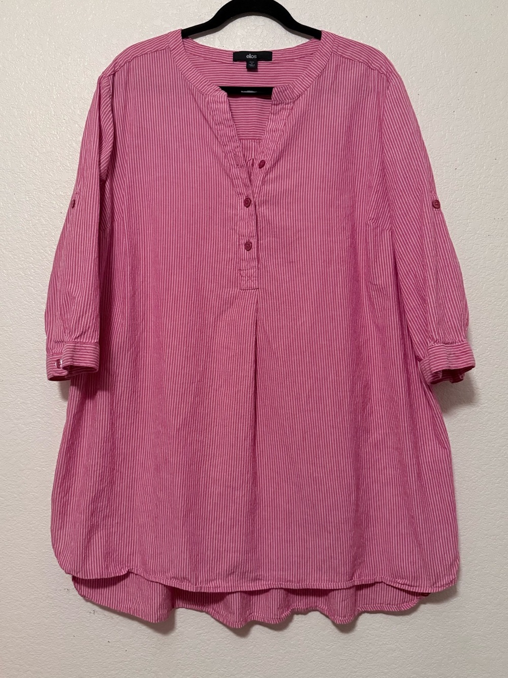 Ellos Pink Striped Split-Neck Tunic 0186
